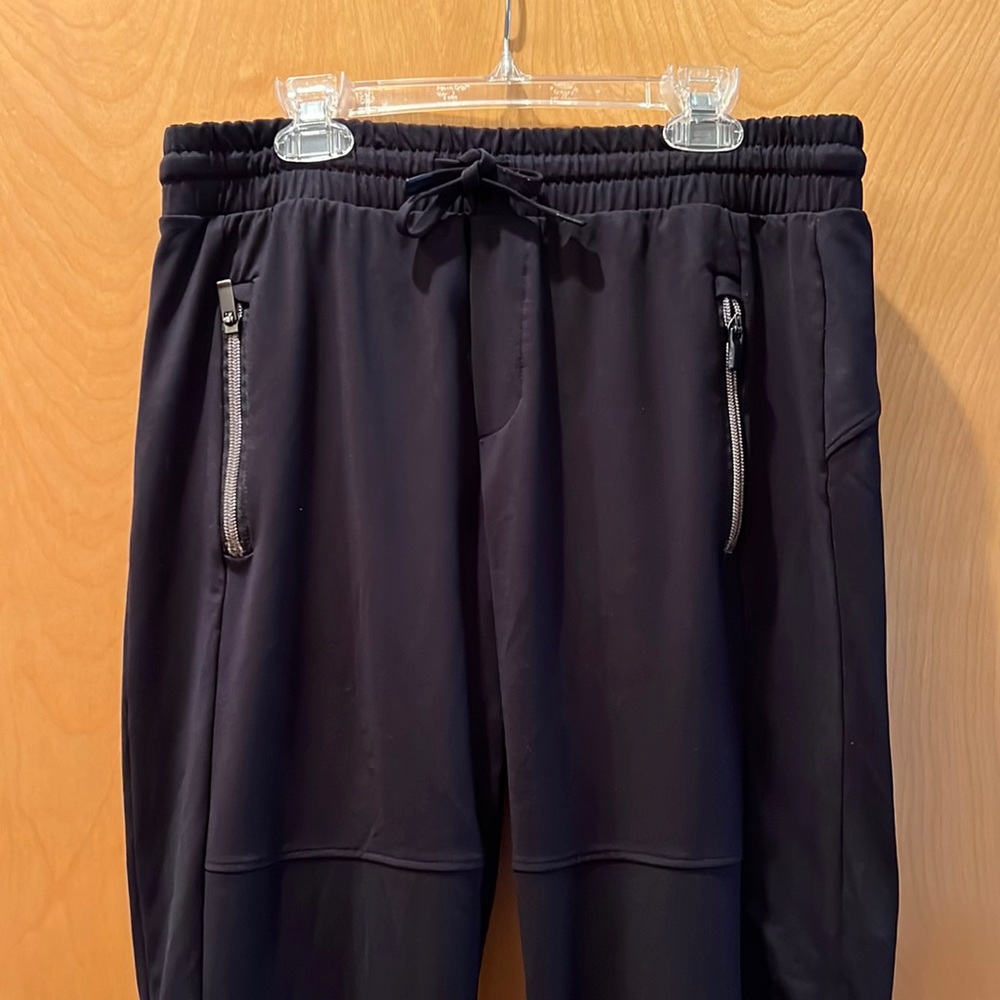 Athleta black joggers, straight leg, zipper pockets